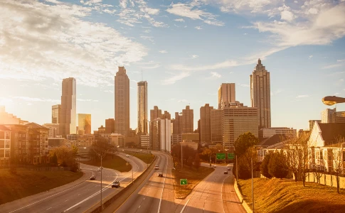Atlanta, Georgia skyline in the morning at sunrise