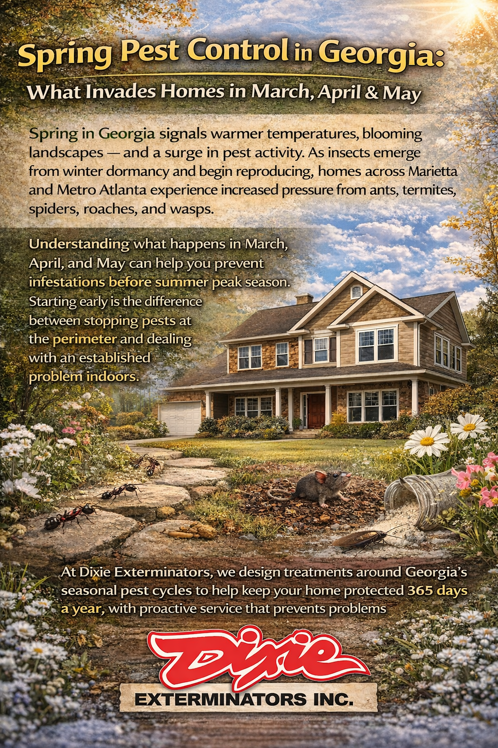 Spring Pest Control in Georgia: What Invades Homes in March, April & May